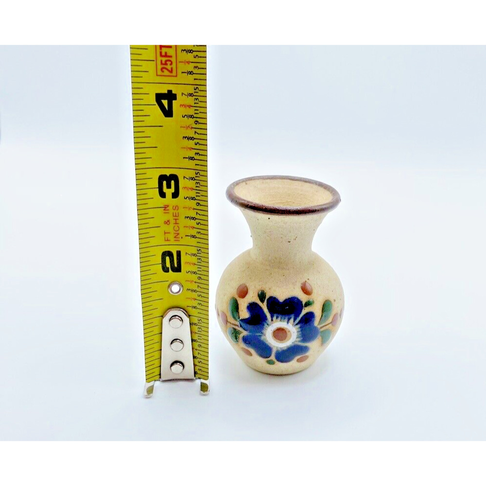 Vintage Tonala Pottery Miniature Floral Vase Toothpick Holder Mexican Folk Art - Picture 6 of 7